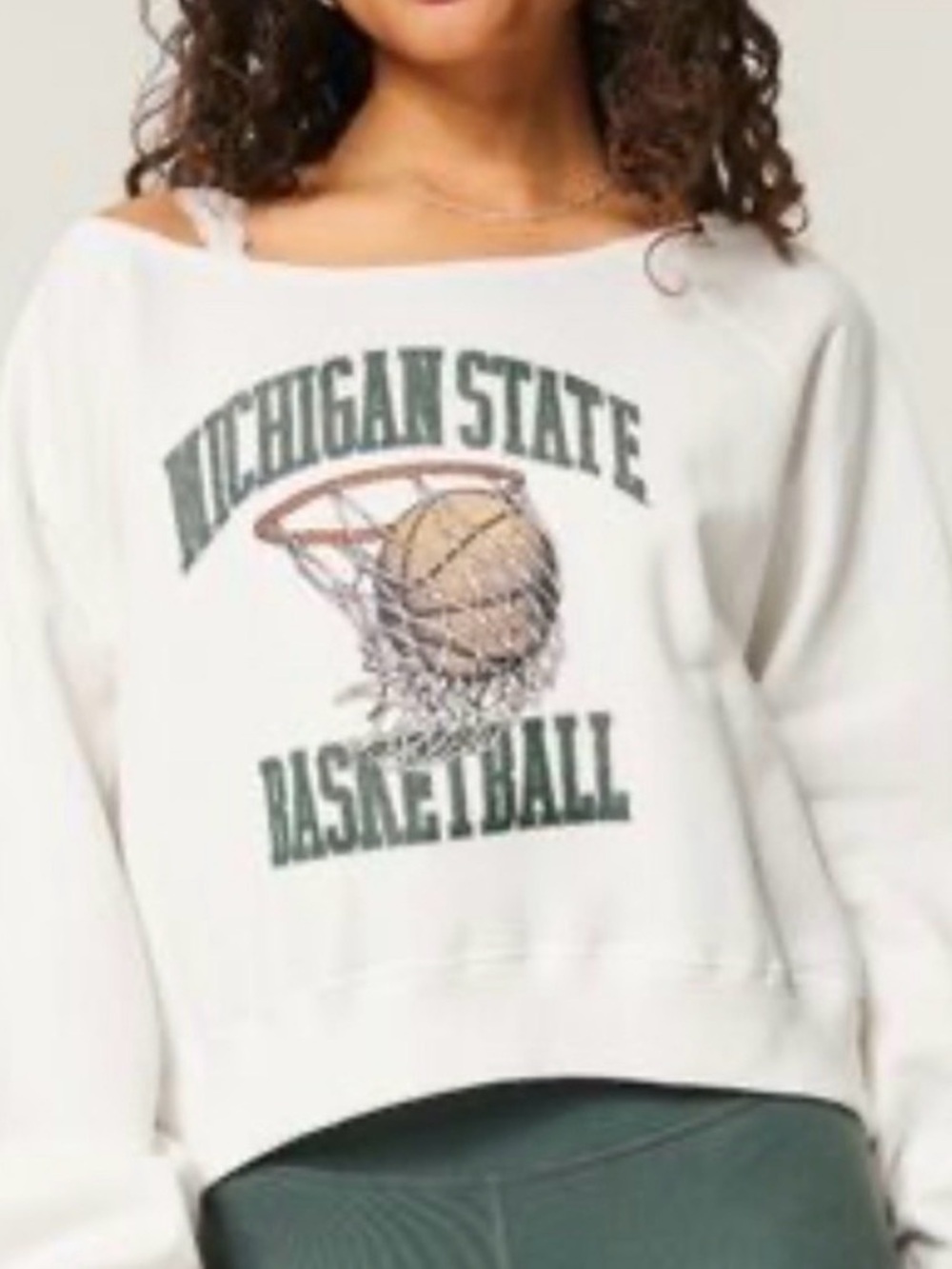 Michigan State Basketball Graphic Crewneck - White